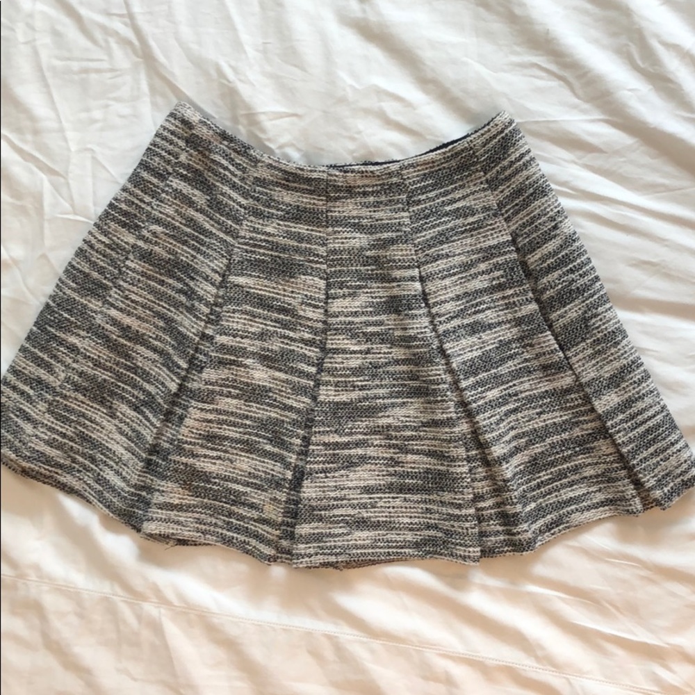 Alice + Olivia black and white pleated tweed skirt